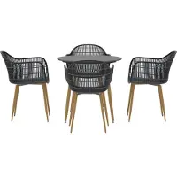 Venture Home Anafi tuinmeubelset tafel 80x80cm 4 stoelen zwart.