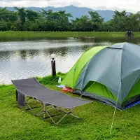 MODFU Veldbed - Opvouwbaar - Met Draagtas - Stalen Frame - Oxford Polyester - Donkergrijs - 190 X 68 X 52 Cm