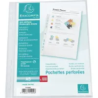 Exacompta 10x Pak van 100 geperforeerde showtassen - gestructureerde PP 5/100e - A5 - Transparant - 51000E
