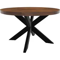 Lizzely Garden & Living Eettafel rond mangohout 130cm Jones bruin ronde industriële tafel duurzaam mango eetkamertafel