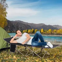 MODFU - Opvouwbaar Veldbed - Met Draagtas - Stalen Frame - Oxford Polyester - Zwart - 190 X 68 X 52 Cm