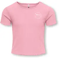ONLY KIDS GIRL T-shirt roze met textuur Meisjes Polyester Ronde hals Printopdruk - maat 122/128