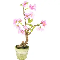 Viana Kunst amandelboom in pot met roze bloemen H28cm