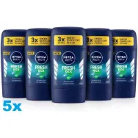 Nivea MEN Fresh Kick Deodorant Stick 5 x 50ml – Anti-Transpirant 48H – Voordeelverpakking 5 Stuks