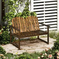 MODFU - Tuinbank - 2-Zits - Met Rugleuning En Armleuningen - Lattenontwerp - Gekarboniseerd Vurenhout - Bruin - 114 x 63 x 86 cm