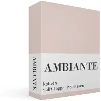 Ambiante Cotton Uni split-topper hoeslaken - Tweepersoons - Light Pink