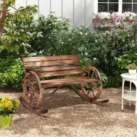 MODFU - Houten Schommelbank - 2-Zits - Met Armleuningen - Radvormige Armleuningen - Donkerbruin - 105 x 88 x 74 Cm