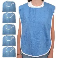 LONGZIMING -Set van 5 Wasbare Slabbetjes voor Volwassenen - Absorberende Frotte Stof voor Kledingbescherming tijdens Maaltijden
