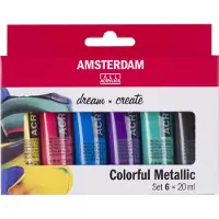 Royal Talens Amsterdam Standard Series acrylverf kleurrijke metallic set | 6 x 20 ml