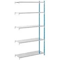 MANORGA ARNO SPACE Workshops Schapuitbreiding 5 Planken Gelakt staal 1,000 x 600 x 2,000 mm Blauw, Lichtgrijs