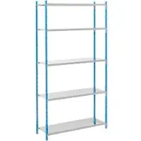 MANORGA Workshop Startset stellingkast Gelakt staal 1,000 x 600 x 2,000 mm Blauw, Lichtgrijs