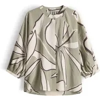 Opus Blouse 'Faloom' crème / donkerbruin / olijfgroen