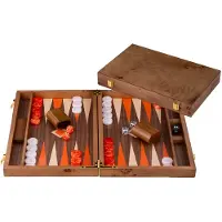 Engelhart Backgammon 18 Inch – Ingelegd Walnoot Hout – Luxe Koffer van Walnoot – Strategisch Bordspel & Reisspel – Longfield Games