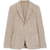 BOSS Regular-fit blazer van linnenmix met dessin