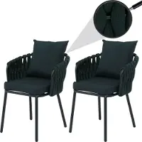 Mendler Set van 2 aluminium tuinstoelen -P89, tuinstoel Outdoor stoel, stof/textiel (180 g/m²) touwvlechtwerk Rope ~ groen