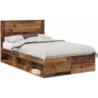 Syfax Bedframe met hoofdeinde Oudhout 120 x 200 cm Massief grenenhout