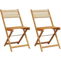 vidaXL Bistrostoelen 2 st massief acaciahout en touw beige