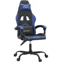 vidaXL Gamestoel kunstleer zwart en blauw