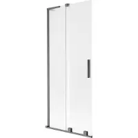 Mexen Velar L badwandvouwscherm 2-delig schuifbaar 85 x 150 cm, ijsvorming, geborsteld kanongrijs - 896-085-003-31-66