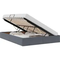 vidaXL Opbergbed met opslag Donkergrijs 135 x 190 cm fluweel