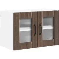 vidaXL Wandglas Kasten LUCCA Bruin eiken 60 x 31 x 40 cm Bewerkt hout