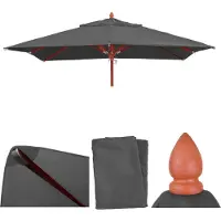 Mendler Vervangingshoes voor horeca parasol -C57, parasolhoes, vierkant 4x4m polyester 3kg ~ antraciet