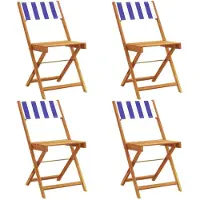 vidaXL Tuinstoelen 4 st inklapbaar stof en massief hout blauw en wit