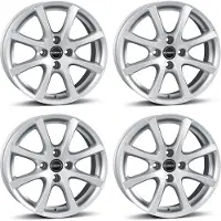 BORBET 4 velgen, model LV4, 5.5x15 inch, ET40, 4x100, zilverkleurig, geschikt voor Skoda Citigo en Citigo-e. Alufelgen