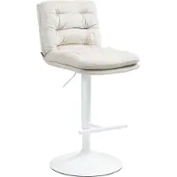 CLP Barstoel Damar - fluweel, wit frame - crème kleur