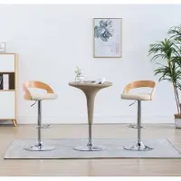Prolenta Maison Exclusive - 2 barkrukken. Kleur: crèmekleurig. Materiaal: kunstleer en beukenhout
