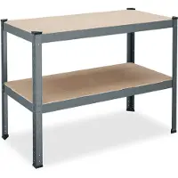 Relaxdays werktafel staal - verstelbaar - tot 150 kg - 2 etages - garage - antraciet