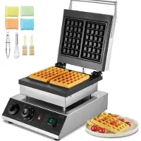 Vevor Commerciële Wafelijzer Wafelmachine 2000W Anti-aanbak RVS Belgisch Wafelijzer met Temperatuur- en Tijdsregeling