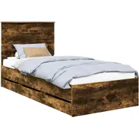 Syfax Bedframe met lade Gerookt eiken 90 x 200 cm Ingenieurshout