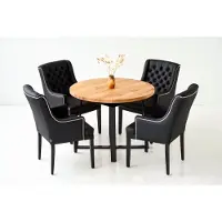 AEA Essgarnitur Tisch + 4 Chesterfield Stühle Stuhl Holz Sitz Polster Garnitur Lehn