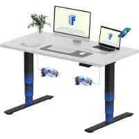 FlexiSpot E5 Plus, verstelbaar bureau, 120x80 cm, dubbele motor, 25 mm dik werkblad, USB-aansluiting, draagvermogen 120 kg, wit
