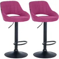 CLP Set van 2 barkrukken, model Milet, bekleding: stof, kleur: grijs, frame: metaal met chroomlook