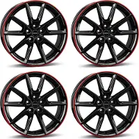 BORBET 4 velgen LX18, 8.0x18, ET48, 5x114.3, zwart gepoedercoat, geschikt voor Dacia Duster. Alufelgen
