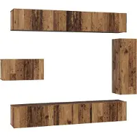 Syfax Tv-meubelset Wandgemonteerd 8 pcs Oud Hout Bewerkt hout