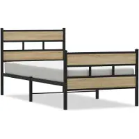 vidaXL Bedframe zonder matras metaal sonoma eikenkleurig 107x203 cm