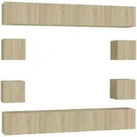 vidaXL 8-delige Tv-meubelset bewerkt hout sonoma eikenkleurig