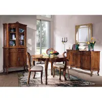 AEA Esszimmer Set 7 tlg. Rund Esstisch 3x Stühle Anrichte Ess Gruppe Holz Tisch