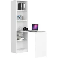 Akord Bureau SMART met Planken / Computerbureau / Computer Tafel / Vrijstaand Bureautafel / Wit / 125 x 180 x 50 cm
