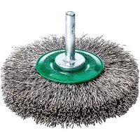 Lessmann Ronde borstel, 50 mm diameter, draaddikte 0,2 mm, roestvrij staal, diameter bevestigingsgat 11 mm, 15.000 toeren per minuut