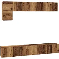 Syfax Tv-meubelset Wandgemonteerd 5 pcs Oud Hout Bewerkt hout