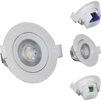 Braytron 3 LED inbouwspots, kantelbaar, inclusief 5W LED lamp, koud wit, 380lm, 230V, ingebouwde transformator, spotlamp, plafondlamp, rond, wit