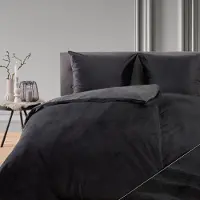 Blumtal beddengoed, 2x 135x200 cm en 2x 80x80 cm, zachte fleece kwaliteit met cashmere-touch, kleur zwart
