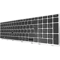 T-ProTek Duits toetsenbord, zwarte behuizing, zilveren frame, TrackPoint, verlichting, compatibel met HP EliteBook 850 G5 (3JX21EA)