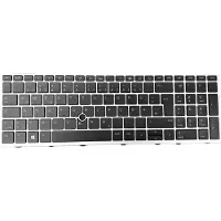 T-ProTek Duits toetsenbord, zwarte behuizing, zilveren frame, TrackPoint, verlichting, compatibel met HP EliteBook 850 G5 (4BC92EA)