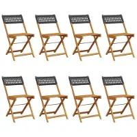 vidaXL Tuinstoelen 8 st inklapbaar poly rattan en massief hout zwart