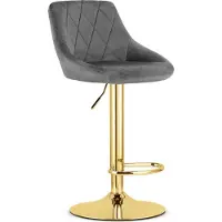 Leobert Barkruk - - Kast - Grijs velours / Goudkleurige voet